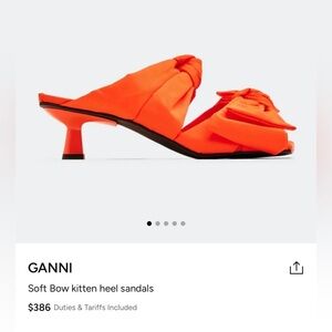 Ganni Bright Orange Bow Sandals